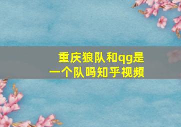 重庆狼队和qg是一个队吗知乎视频