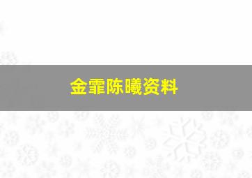 金霏陈曦资料