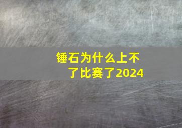 锤石为什么上不了比赛了2024