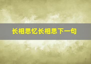 长相思忆长相思下一句