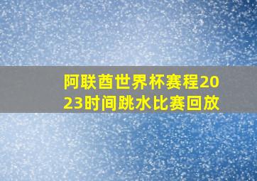 阿联酋世界杯赛程2023时间跳水比赛回放