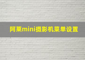 阿莱mini摄影机菜单设置