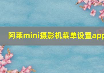 阿莱mini摄影机菜单设置app