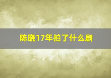 陈晓17年拍了什么剧