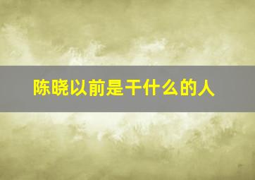 陈晓以前是干什么的人