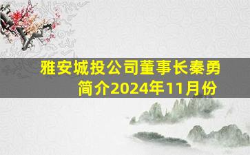 雅安城投公司董事长秦勇简介2024年11月份