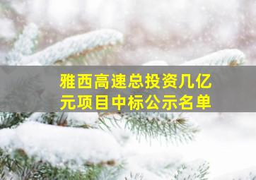 雅西高速总投资几亿元项目中标公示名单