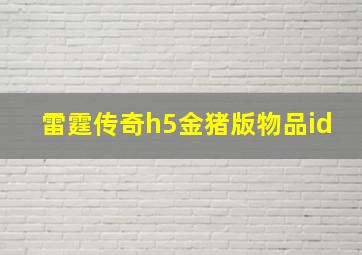 雷霆传奇h5金猪版物品id