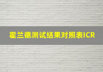 霍兰德测试结果对照表ICR