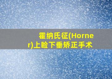 霍纳氏征(Horner)上睑下垂矫正手术