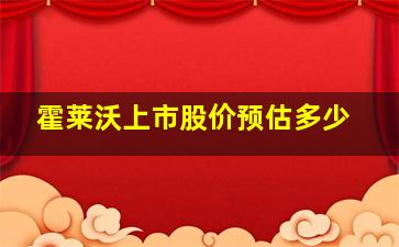 霍莱沃上市股价预估多少