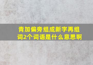 青加偏旁组成新字再组词2个词语是什么意思啊