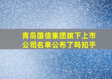 青岛国信集团旗下上市公司名单公布了吗知乎