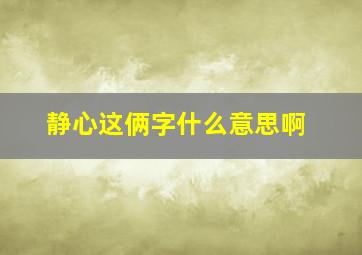 静心这俩字什么意思啊