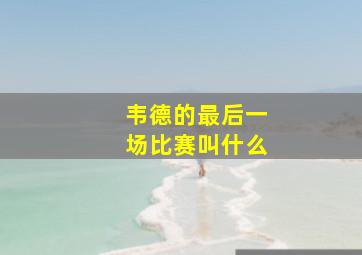 韦德的最后一场比赛叫什么