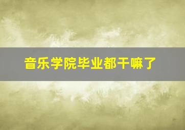 音乐学院毕业都干嘛了