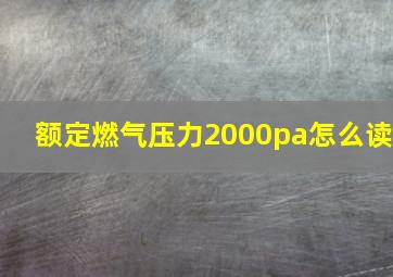 额定燃气压力2000pa怎么读