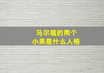 马尔福的两个小弟是什么人格