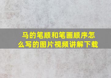 马的笔顺和笔画顺序怎么写的图片视频讲解下载