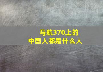 马航370上的中国人都是什么人