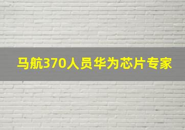 马航370人员华为芯片专家