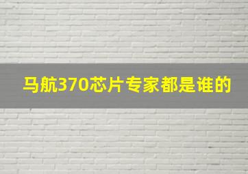 马航370芯片专家都是谁的