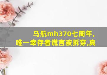 马航mh370七周年,唯一幸存者谎言被拆穿,真