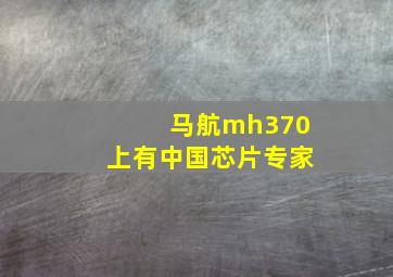 马航mh370上有中国芯片专家