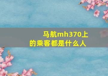 马航mh370上的乘客都是什么人