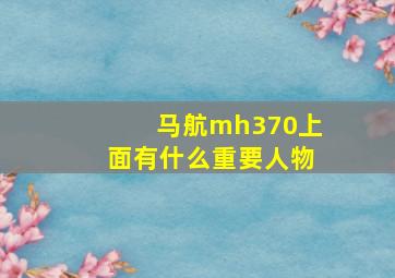 马航mh370上面有什么重要人物