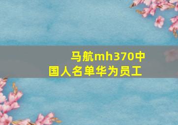 马航mh370中国人名单华为员工