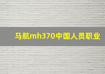 马航mh370中国人员职业