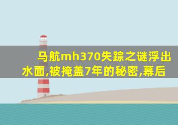 马航mh370失踪之谜浮出水面,被掩盖7年的秘密,幕后