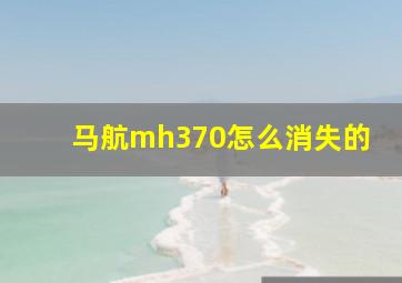 马航mh370怎么消失的