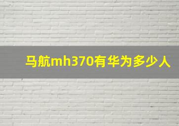 马航mh370有华为多少人