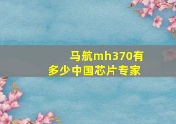 马航mh370有多少中国芯片专家