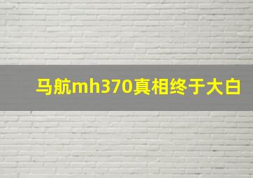 马航mh370真相终于大白