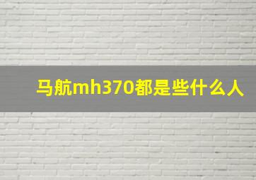 马航mh370都是些什么人