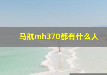 马航mh370都有什么人