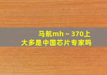 马航mh～370上大多是中国芯片专家吗