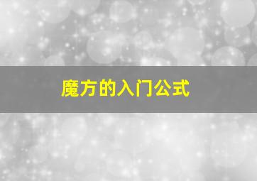 魔方的入门公式