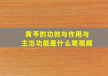 黄芩的功效与作用与主治功能是什么呢视频