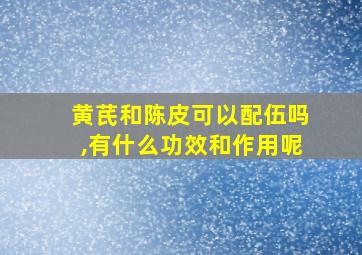 黄芪和陈皮可以配伍吗,有什么功效和作用呢