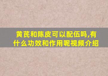 黄芪和陈皮可以配伍吗,有什么功效和作用呢视频介绍