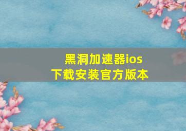 黑洞加速器ios下载安装官方版本