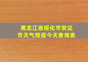 黑龙江省绥化市安达市天气预报今天查询表